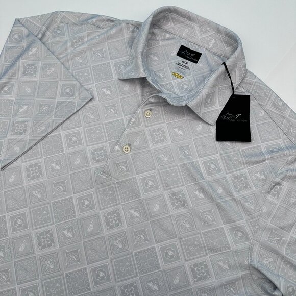 Greg Norman Fashion 3 ML75 Golf Days Print Golf Polo, Size M,‎ Shark Grey - Picture 1 of 12